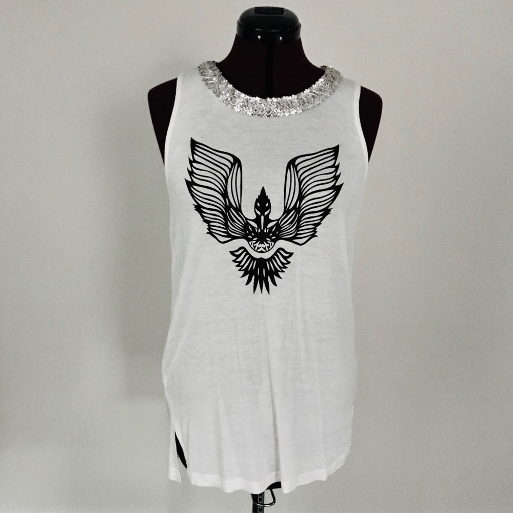 EUC SIZE S Black Eagle Sparkly Tank Top